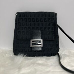 Fendi Black Crossbody Bag with Silver Accent